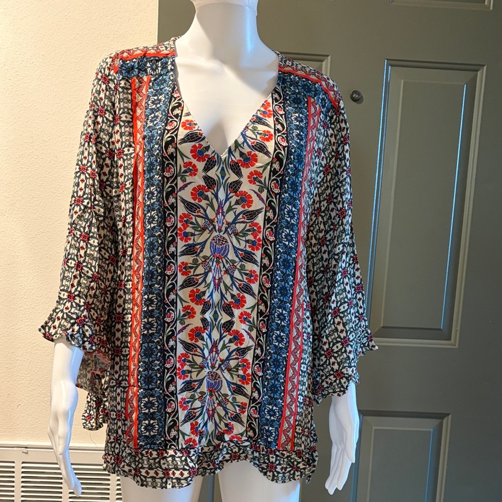 Cynthia Rowley Multicolor V-Neck Blouse